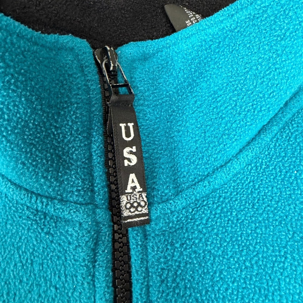 USA Olympic JCPenney Teal Blue Quarter Zip Fleece Pullover Mens Large 90s Retro - Picture 3 of 7